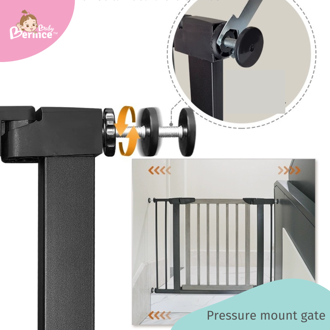 [TREND COLOUR] Black With Grey Pine Wood and Black Metal Baby Safety Gate / Pets Safety Gate