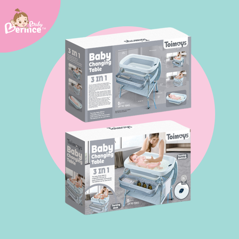 5-in-1 Diaper & Bath Station Diaper Cabinet | Changing Table | Baby Bathtub | Nursing Station | Storage Drawers