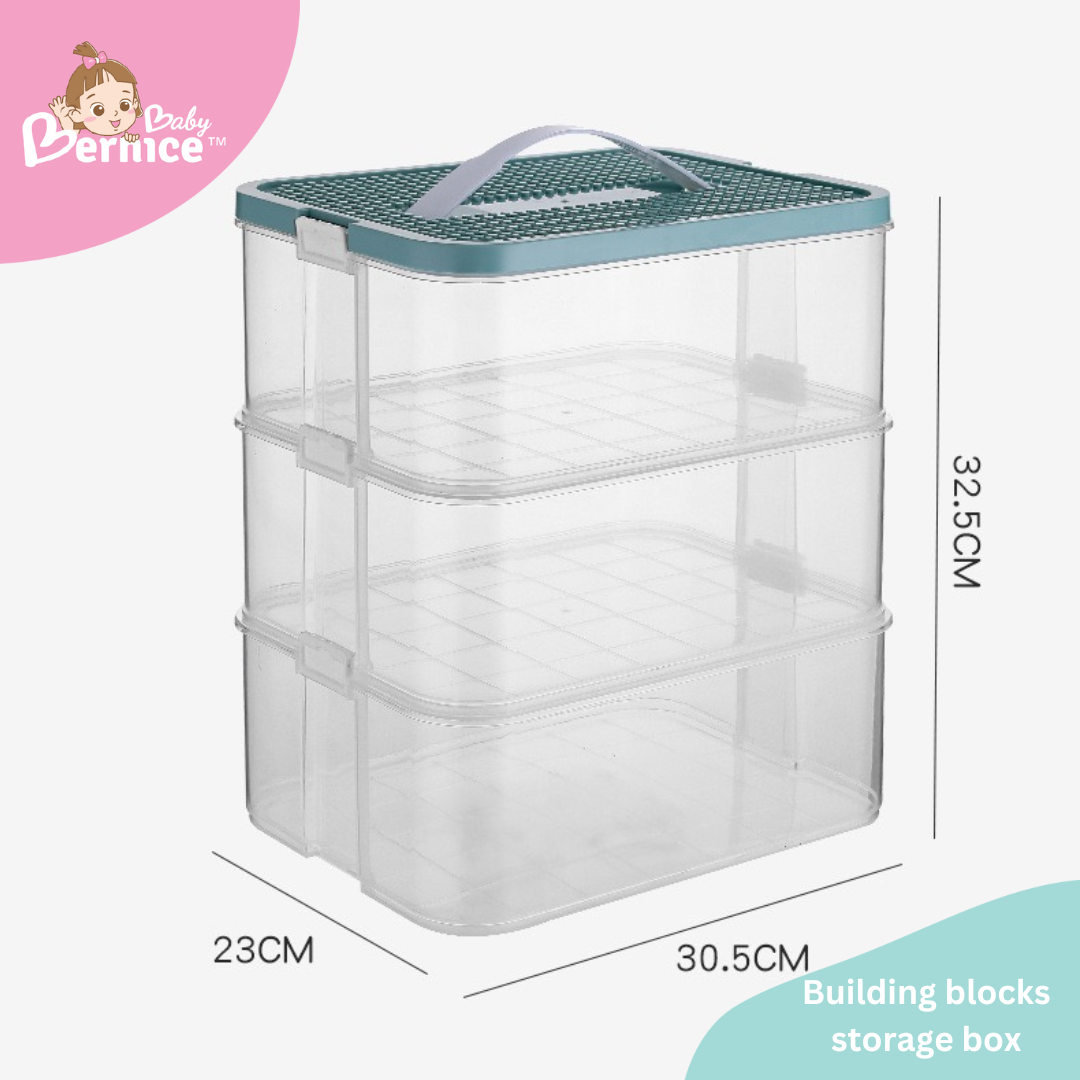 Multi-Tier Transparent LEGO-Inspired Storage Box: Lightweight, Stackable, and Ideal for Toy Organization