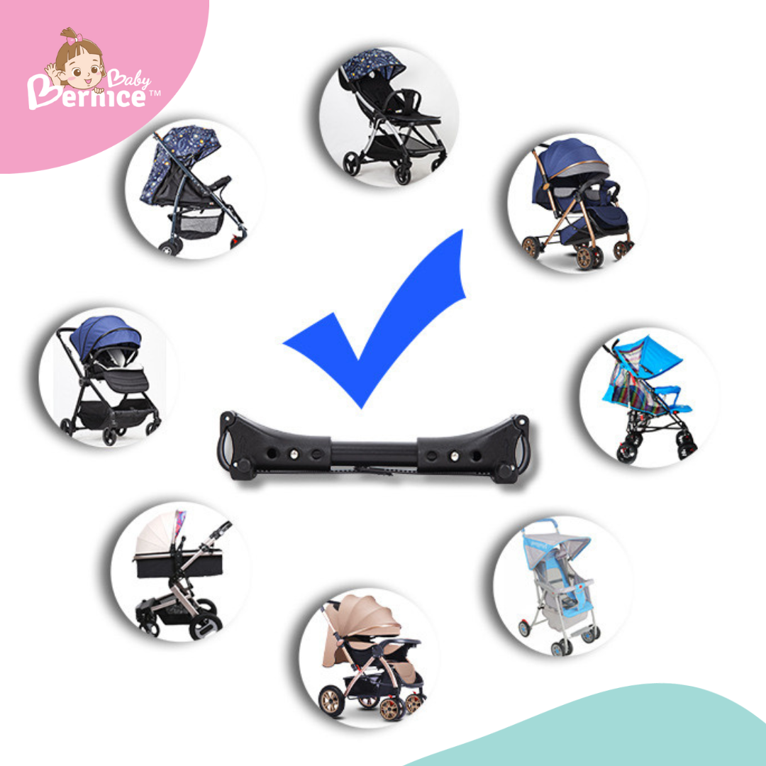 3Pieces Adjustable Baby Stroller Connector Universal Joints & Secure Straps