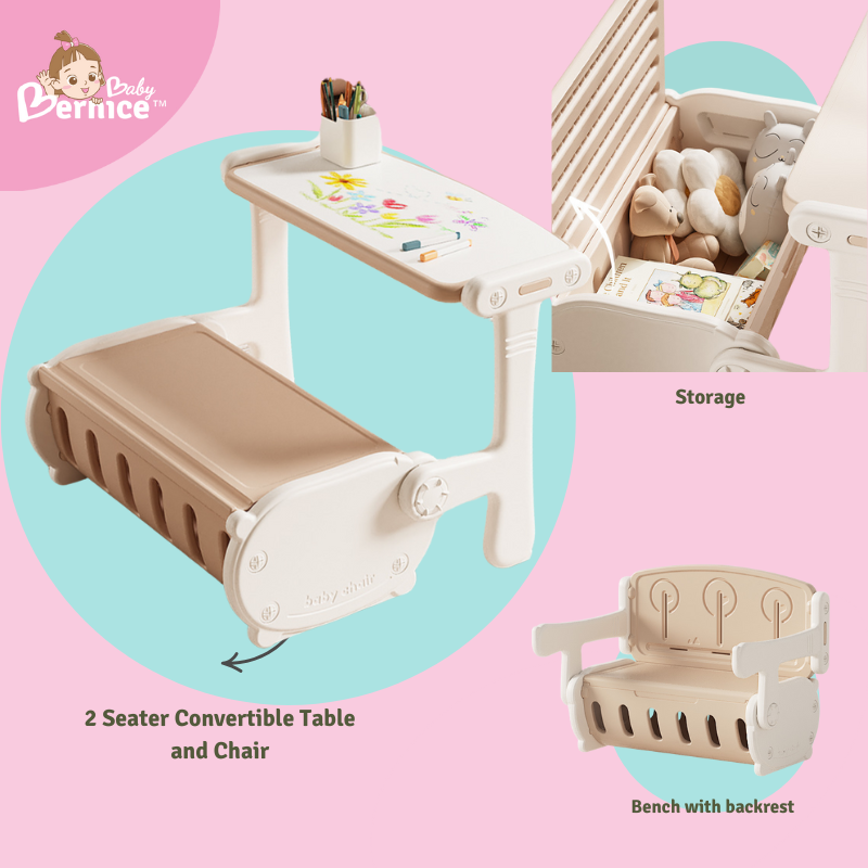 Transform & Play! 3-in-1 Kids Table, Bench & Toy Box
