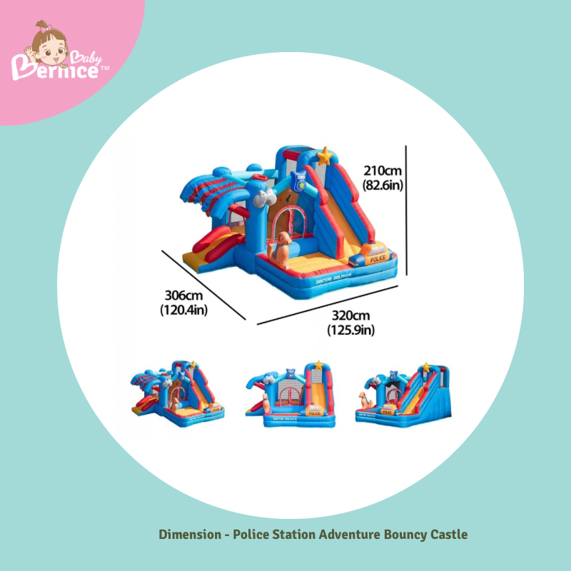[RENTAL] Police Station Adventure Bouncy Castle Rental – Premium Inflatable Playground with Slide
