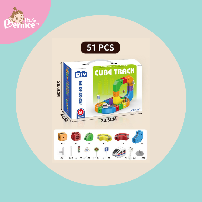 Rechargeable STEM Train Track Building Set — Magic Cube Rail Puzzle | 51/81/123pcs • USB Charge • 3 Years+