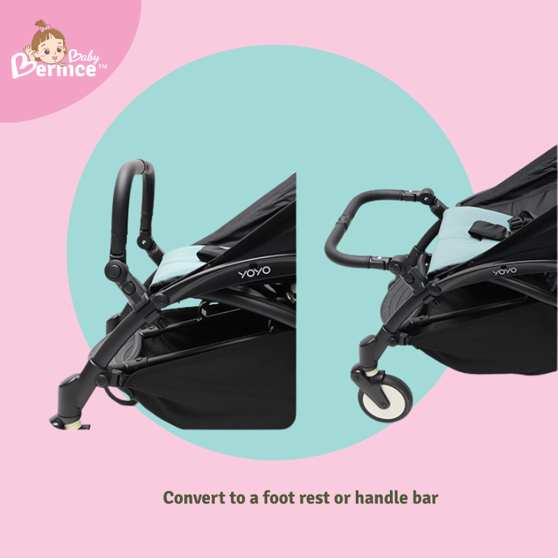 2-in-1 Stroller Accessory, Handle + Footrest, Adjustable, Universal Fit, Center opening