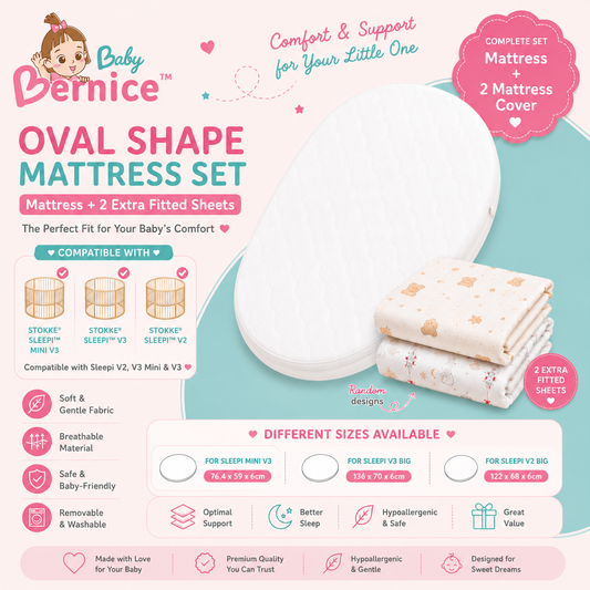 LittleBabyBernice™ Premium Coconut Fibre Baby Mattress | Firm Newborn Support | Natural Latex Layer | Breathable Cooling Cot Mattress