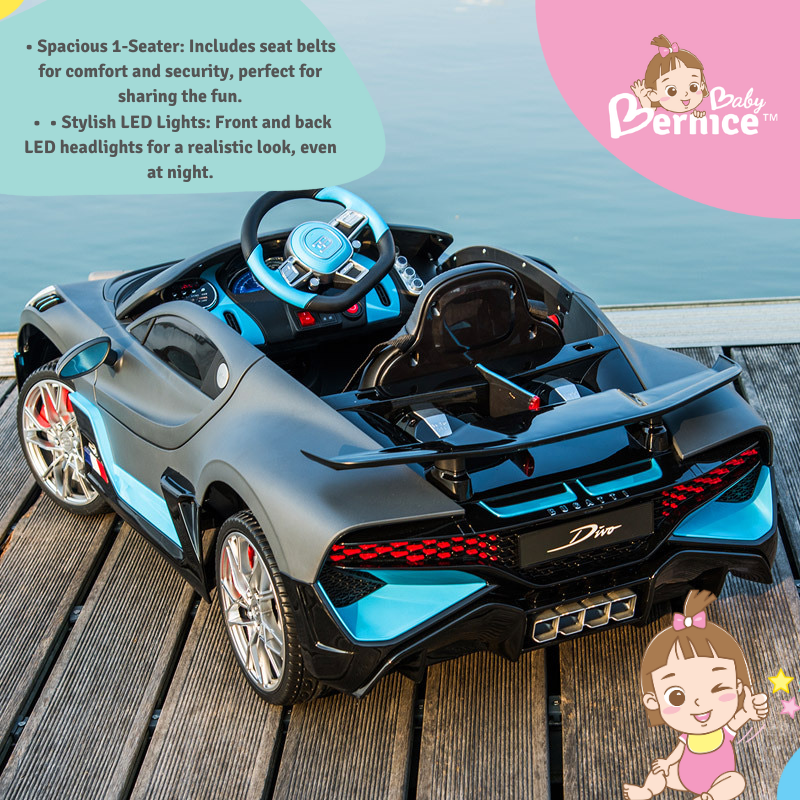 Bugatti Divo Kids Electric Car – 4WD Ride-On with Rocker Mode, Music & Remote Control