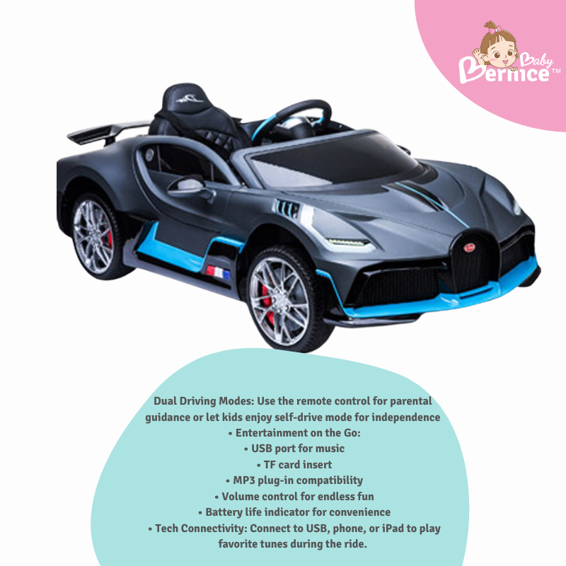 Bugatti Divo Kids Electric Car – 4WD Ride-On with Rocker Mode, Music & Remote Control