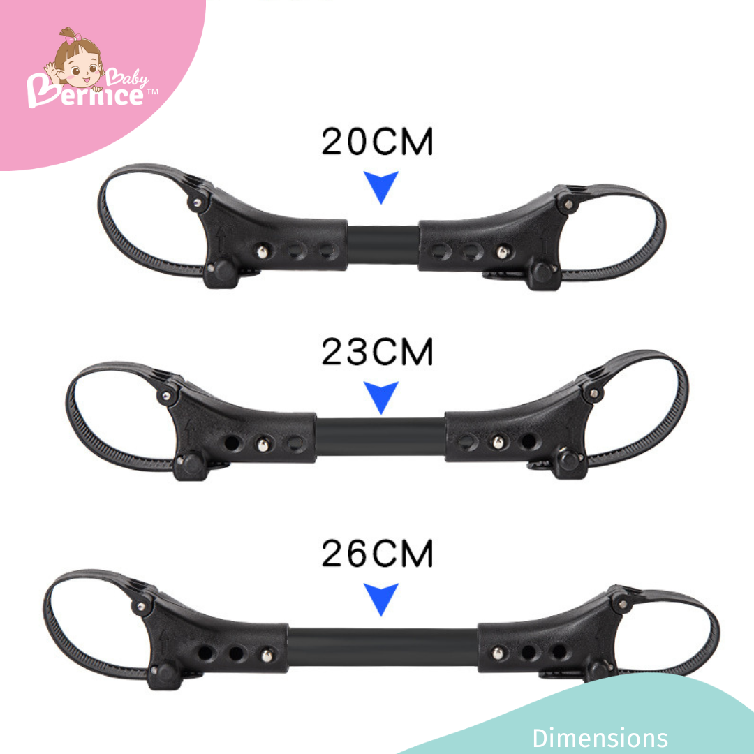 3Pieces Adjustable Baby Stroller Connector Universal Joints & Secure Straps