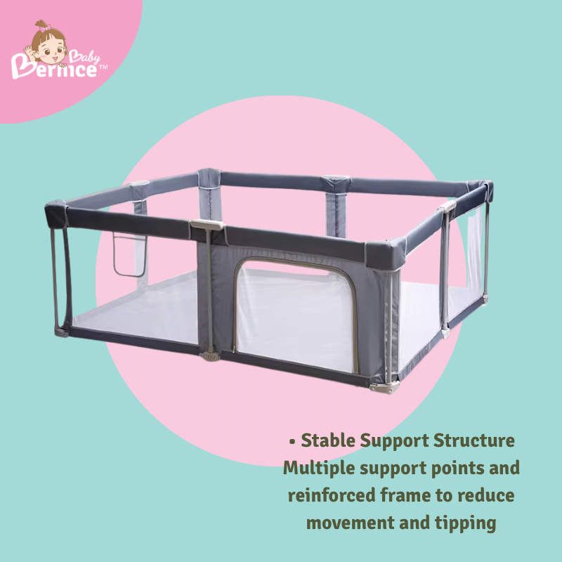 Foldable Baby Playpen 68cm | Safe & Stable Kids Play Yard with Door and Mesh Panels (3 Sizes)