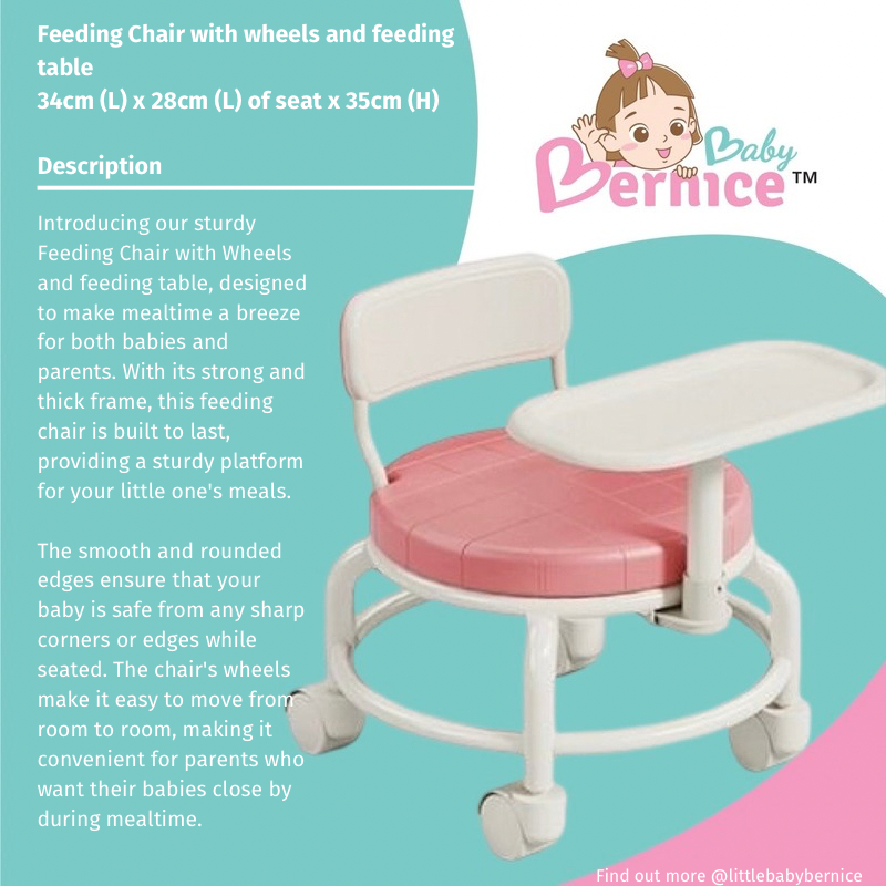 Feeding Chair with wheels and feeding table