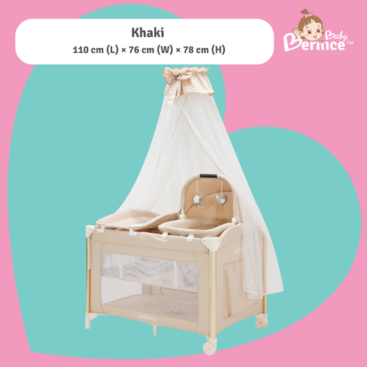 All in One Multifunction Baby Cot Playpen | Bassinet Rocker, Bedside Co-Sleeping, Diaper Changer, Mosquito Net, Foldable Travel Crib (0–3 Years)