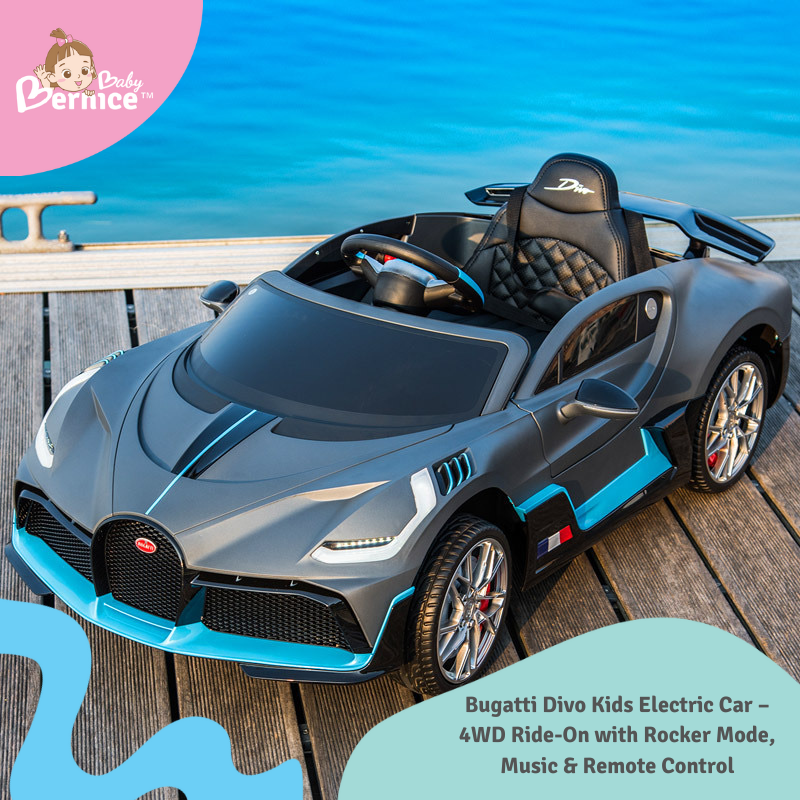 Bugatti Divo Kids Electric Car – 4WD Ride-On with Rocker Mode, Music & Remote Control