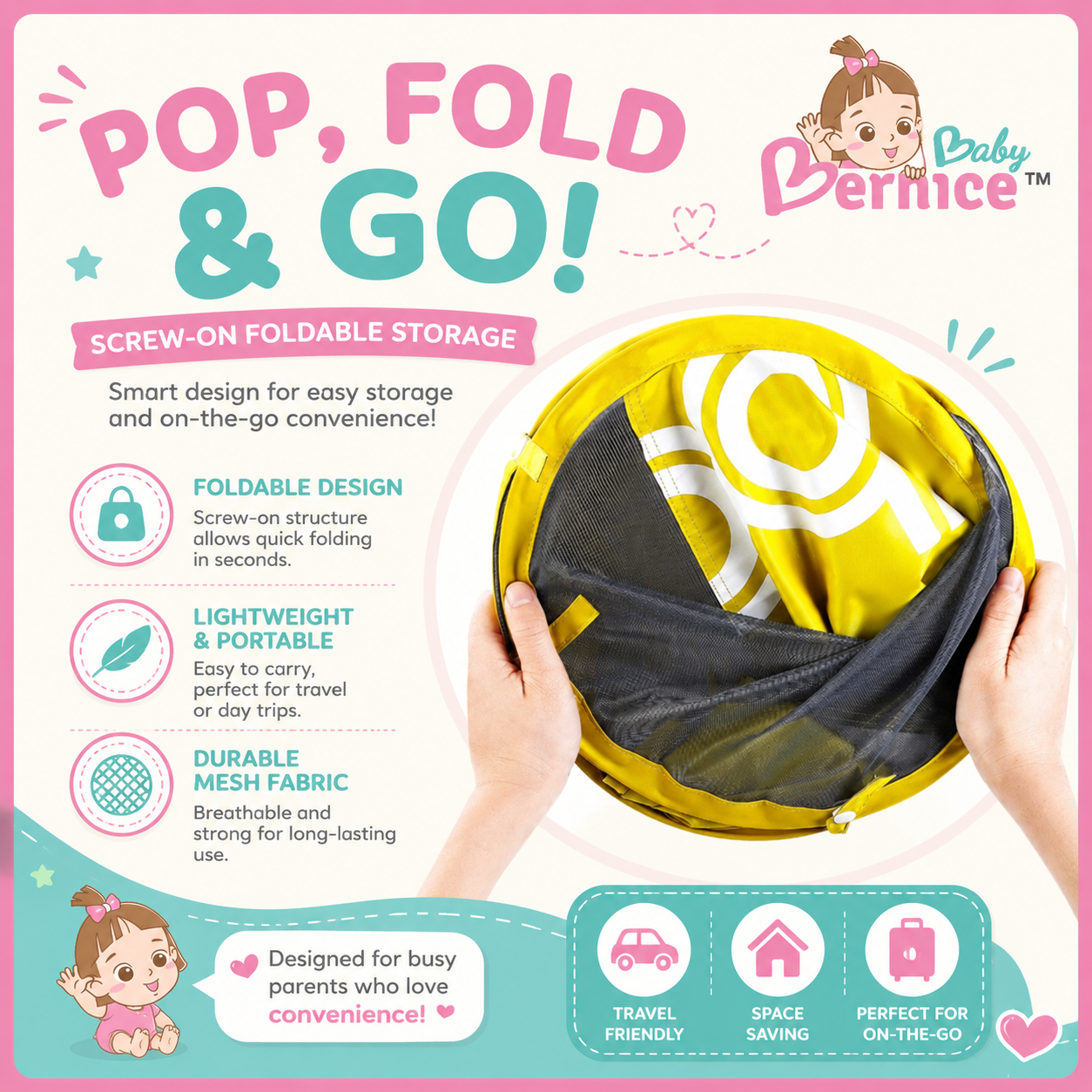Baby Bernice Premium Baby Swim Float with UPF50+ Sun Canopy | Solid Back Support | Detachable Tail Float