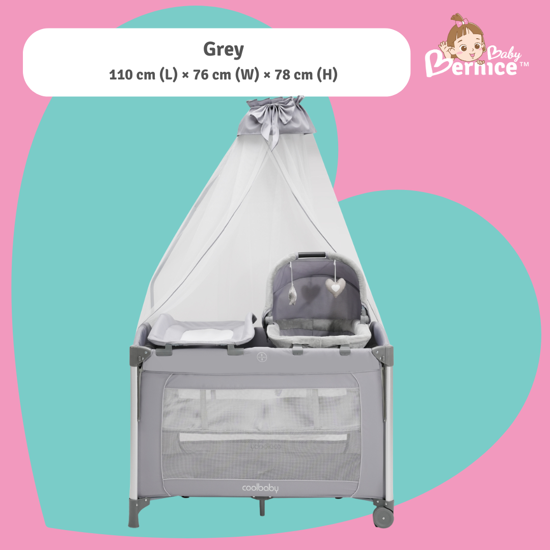 All in One Multifunction Baby Cot Playpen | Bassinet Rocker, Bedside Co-Sleeping, Diaper Changer, Mosquito Net, Foldable Travel Crib (0–3 Years)