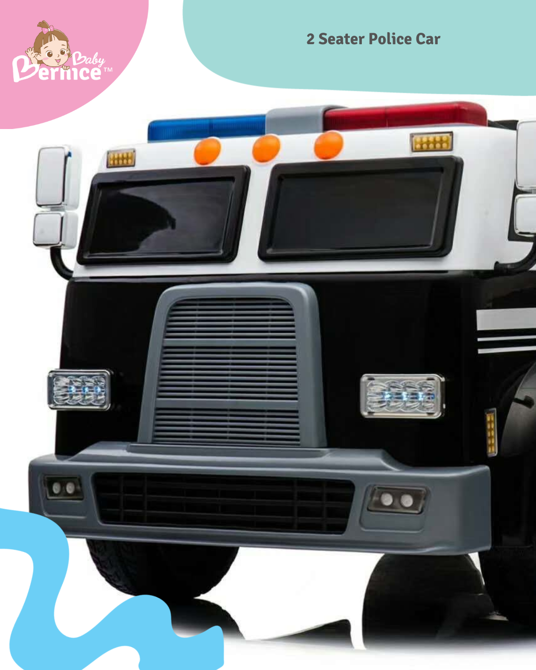 2 Seater Adjustable Police Truck Kids Electric Ride-On Car