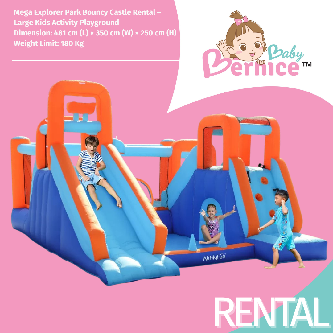 Mega Explorer Park Bouncy Castle Rental – Large Kids Activity Playground with Slide & Climbing Area