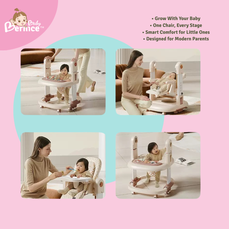 3-in-1 Multi-Functional Smart Baby High Chair, Feeding Chair • Reclining Seat • Baby Walker