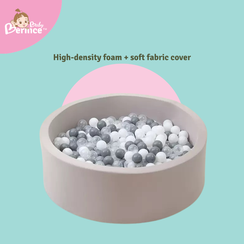 Soft Foam Ball Pit (90cm) | Baby Play Pool with Thick Cushion Walls | Removable Cover