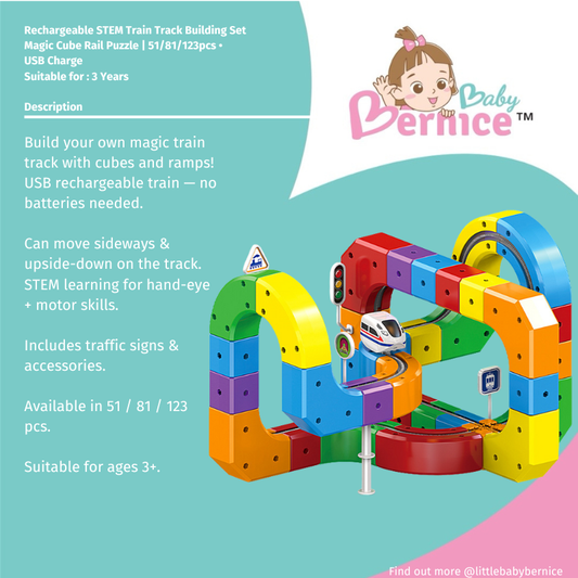 Rechargeable STEM Train Track Building Set — Magic Cube Rail Puzzle | 51/81/123pcs • USB Charge • 3 Years+