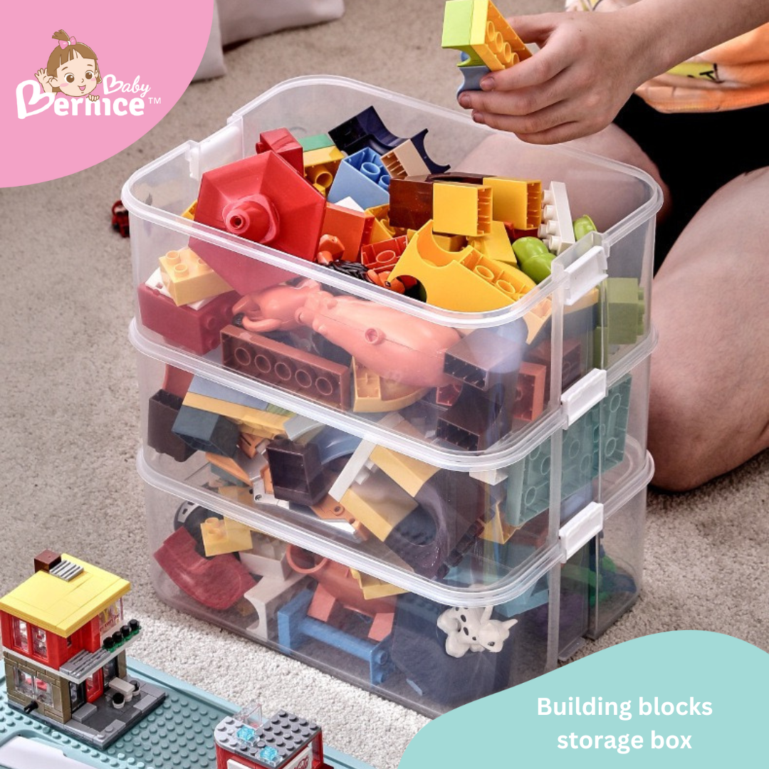 Multi-Tier Transparent LEGO-Inspired Storage Box: Lightweight, Stackable, and Ideal for Toy Organization