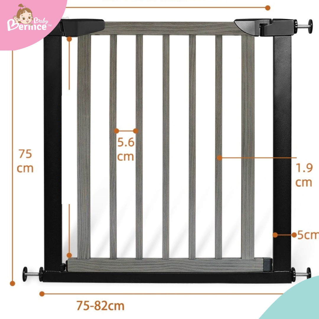 [TREND COLOUR] Black With Grey Pine Wood and Black Metal Baby Safety Gate / Pets Safety Gate