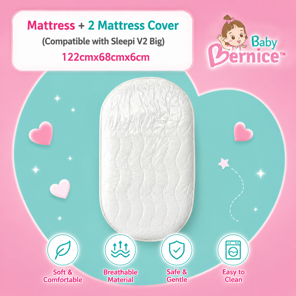 LittleBabyBernice™ Premium Coconut Fibre Baby Mattress | Firm Newborn Support | Natural Latex Layer | Breathable Cooling Cot Mattress