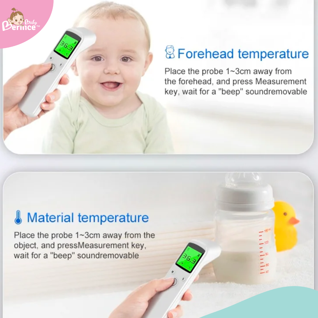 2 in 1 Infrared Forehead Dual Thermometer + Ear Baby and Adults Thermometer with Fever Alarm, LCD Display, and Memory Function