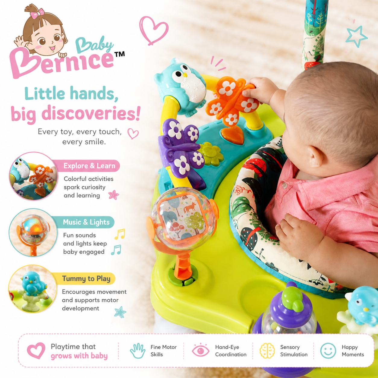 Baby Bernice Woodland 360° Activity Center | Rotating Jumperoo | Baby Activity Seat | Music & Sensory Play | 6-24 Months