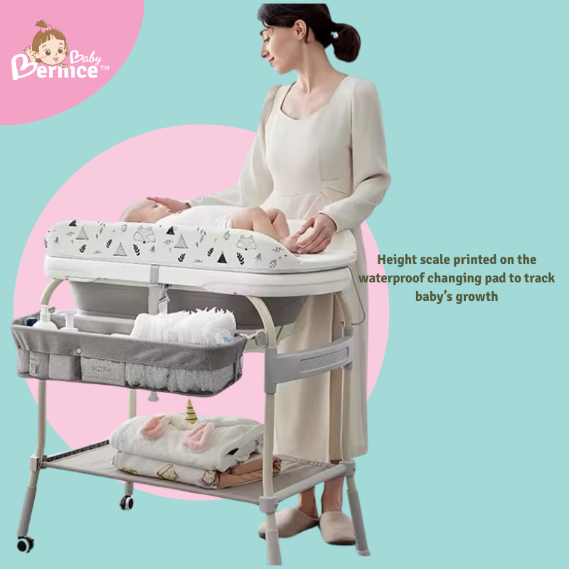 5-in-1 Diaper & Bath Station Diaper Cabinet | Changing Table | Baby Bathtub | Nursing Station | Storage Drawers