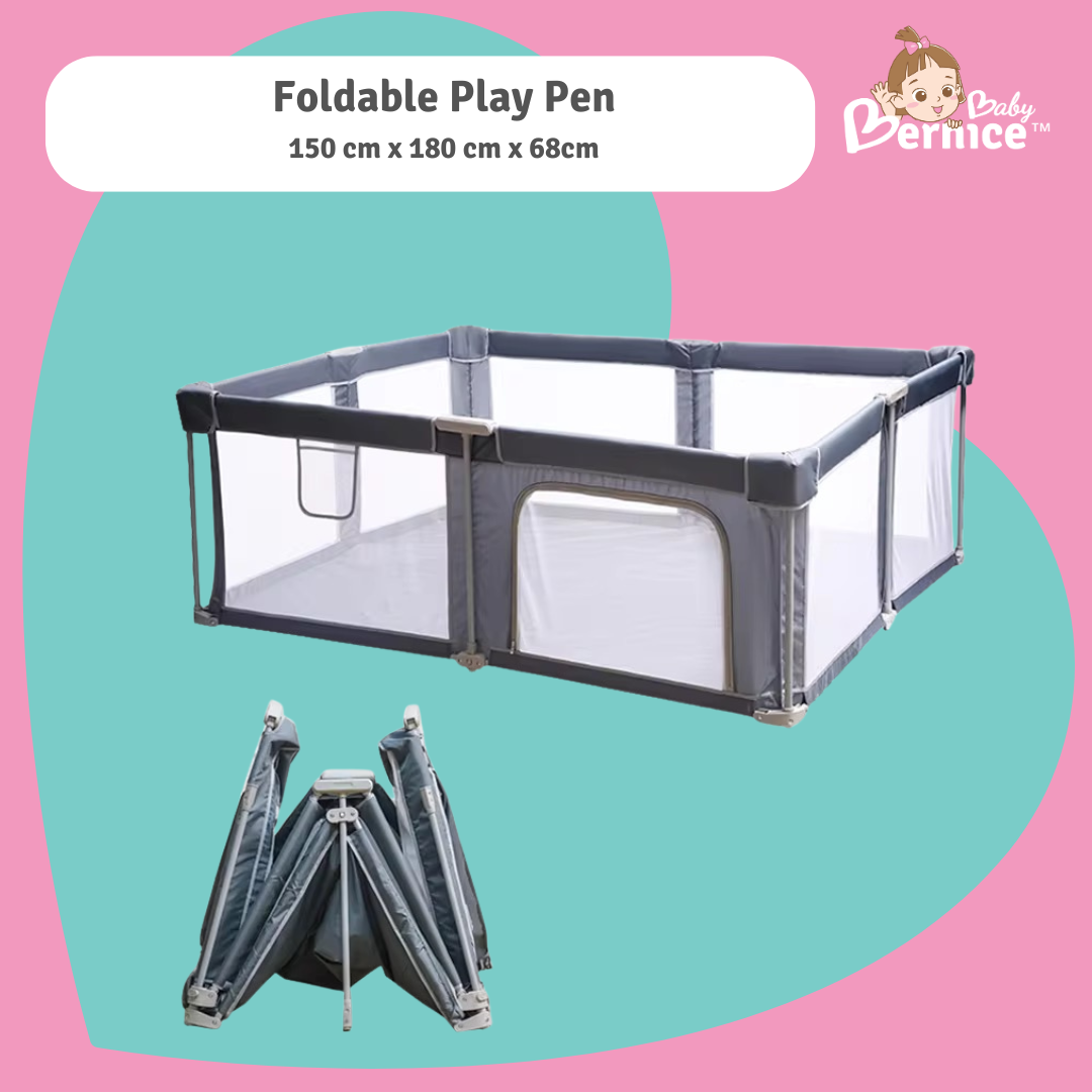 Foldable Baby Playpen 68cm | Safe & Stable Kids Play Yard with Door and Mesh Panels (3 Sizes)