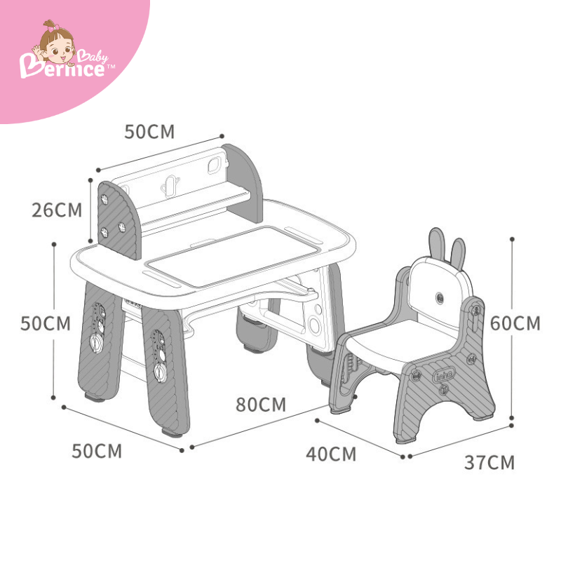 Grow-With-Me Kids’ Adjustable Table & Whiteboard Set With Chair