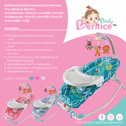 Multifunctional Baby Rocking Chair with Food Tray, Melody & Vibration