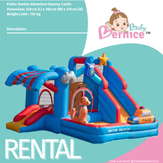 [RENTAL] Police Station Adventure Bouncy Castle Rental – Premium Inflatable Playground with Slide
