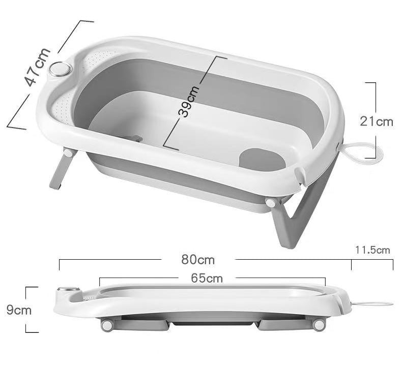 6-in-1 Foldable Baby Bath Tub Set with Temperature Sensor | Newborn Bath Cushion | Shower Cap | Hangers | Portable Infant Bathtub