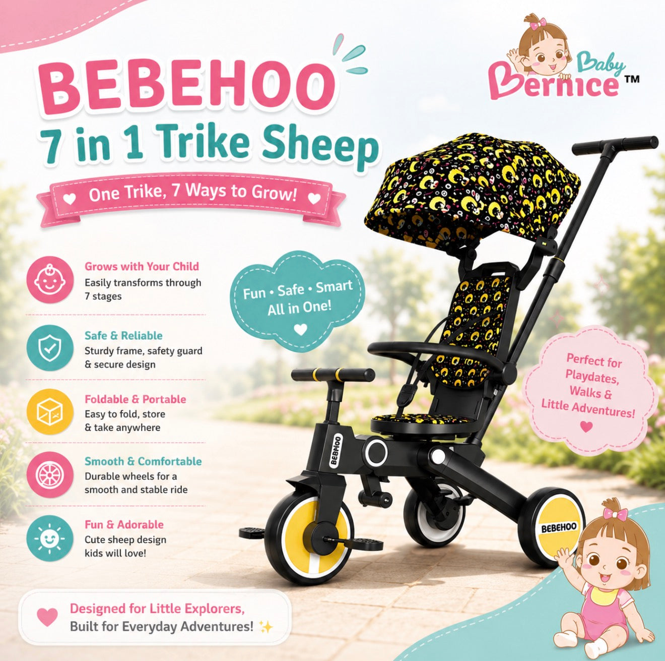 LUXMON / UONIBABY 7-IN-1 TRICYCLE / STROLLER