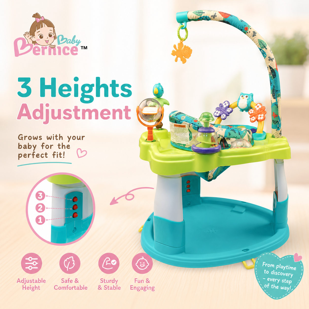 Baby Bernice Woodland 360° Activity Center | Rotating Jumperoo | Baby Activity Seat | Music & Sensory Play | 6-24 Months