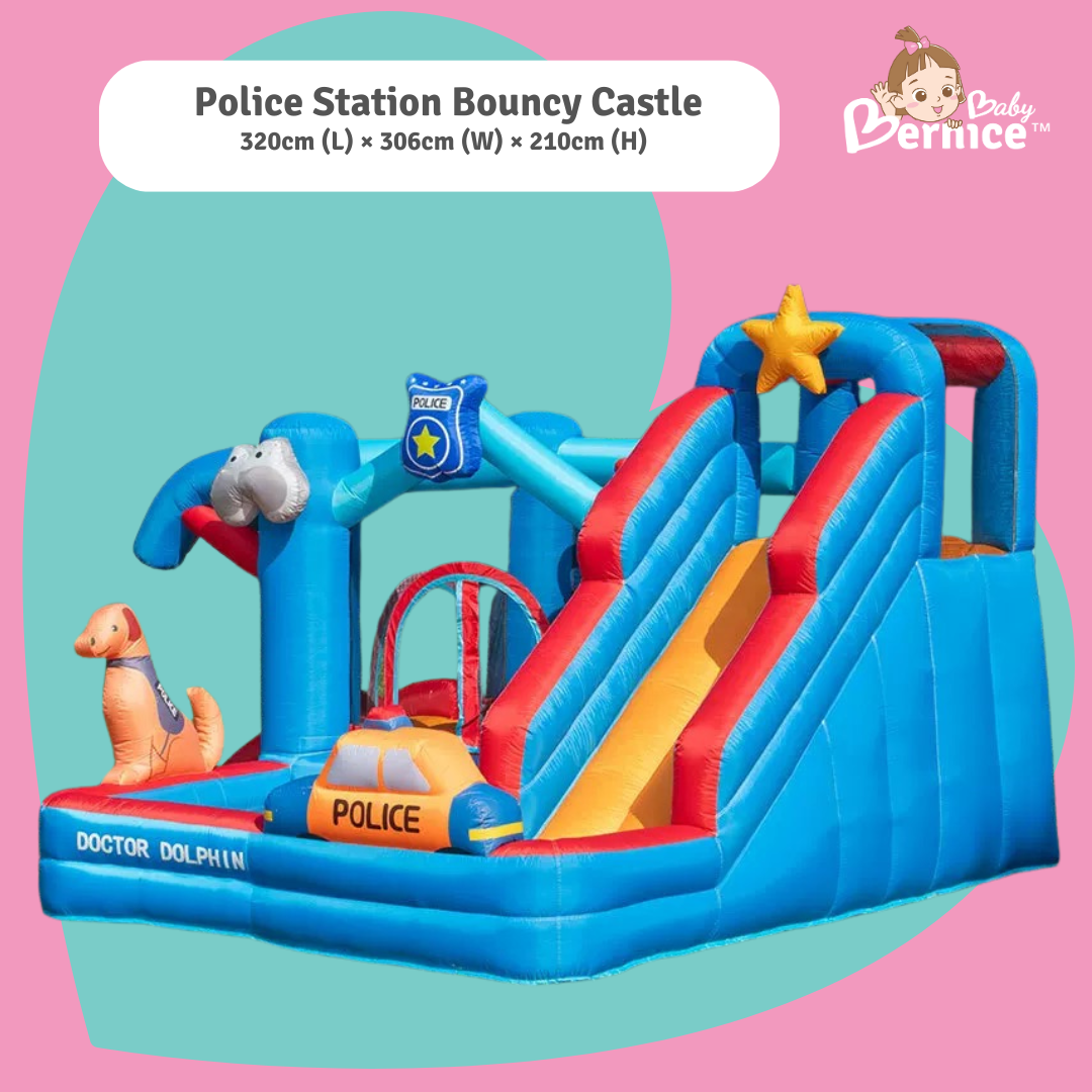 [RENTAL] Police Station Adventure Bouncy Castle Rental – Premium Inflatable Playground with Slide