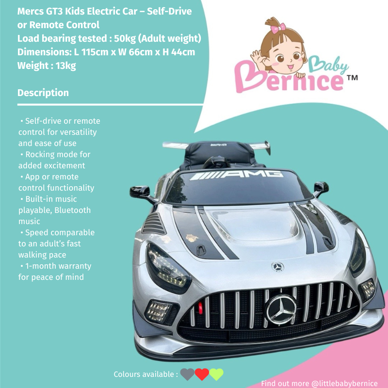 Mercs GT3 Kids Electric Car – Self-Drive or Remote Control