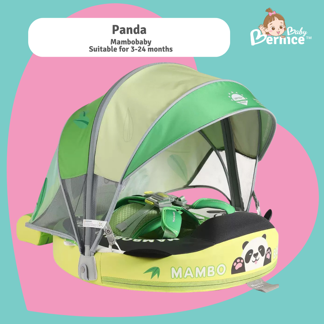 Mambobaby Non-inflatable Baby Swim Float Waterproof Baby Swimming Float Skin-friendly Swim Trainer with Tail Float + Sun Canopy