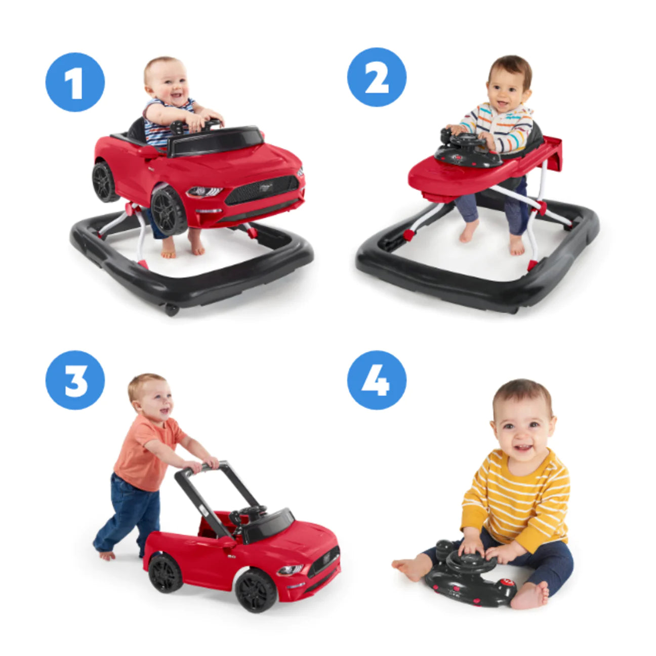 Ways to Play Walker - Ford Mustang, Red, 4-in-1 Walker