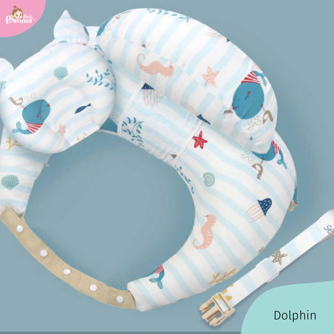 Nursing Pillow and Positioner for Baby Breastfeeding with Detachable Pocket, Head Pillow & Surround Pillow