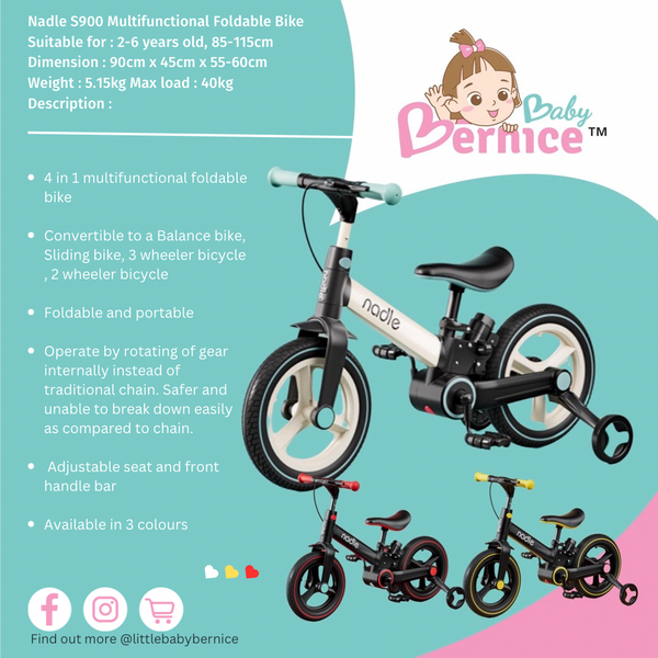 Nadle S900 Multifunctional Foldable Bike LittleBabyBernice