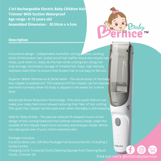 2 in 1 waterproof trimmer for babies/kids 0-12 years old