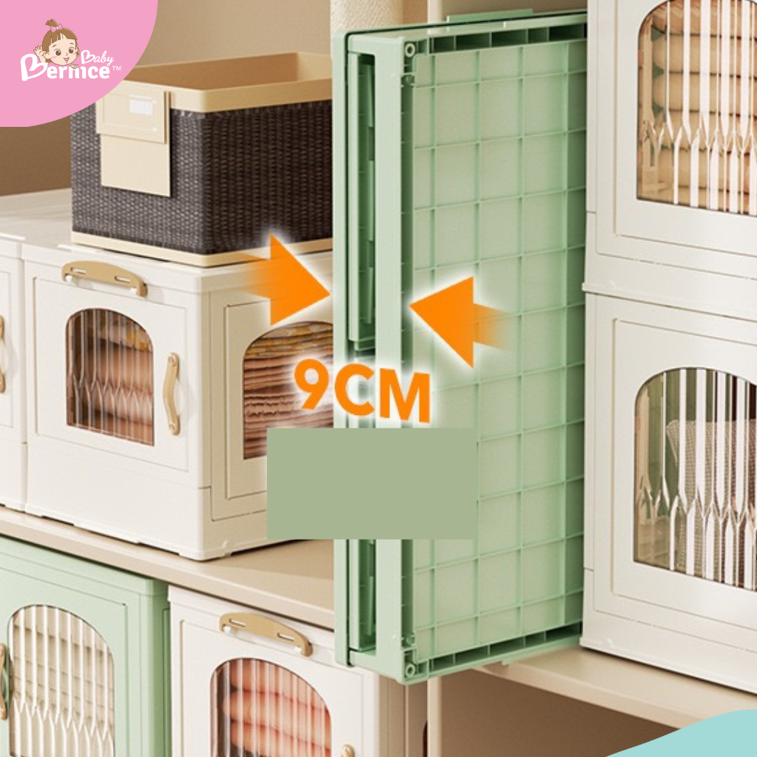 Foldable, Stackable Plastic Cabinet 4 sides opening  (5 Tiers)  Dimension : 68.5cm x 42.5cm x 193.5cm