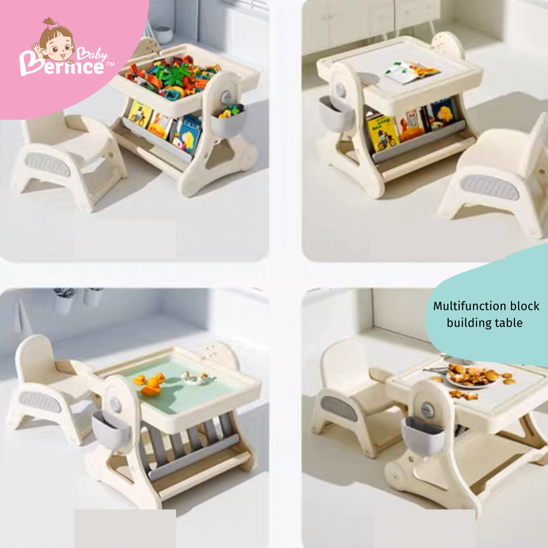 Multi-function building block table with 1 Chair