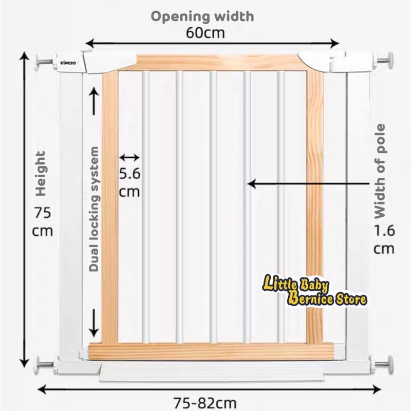 Pine Wood and White Metal Baby Safety Gate / Pets Safety Gate