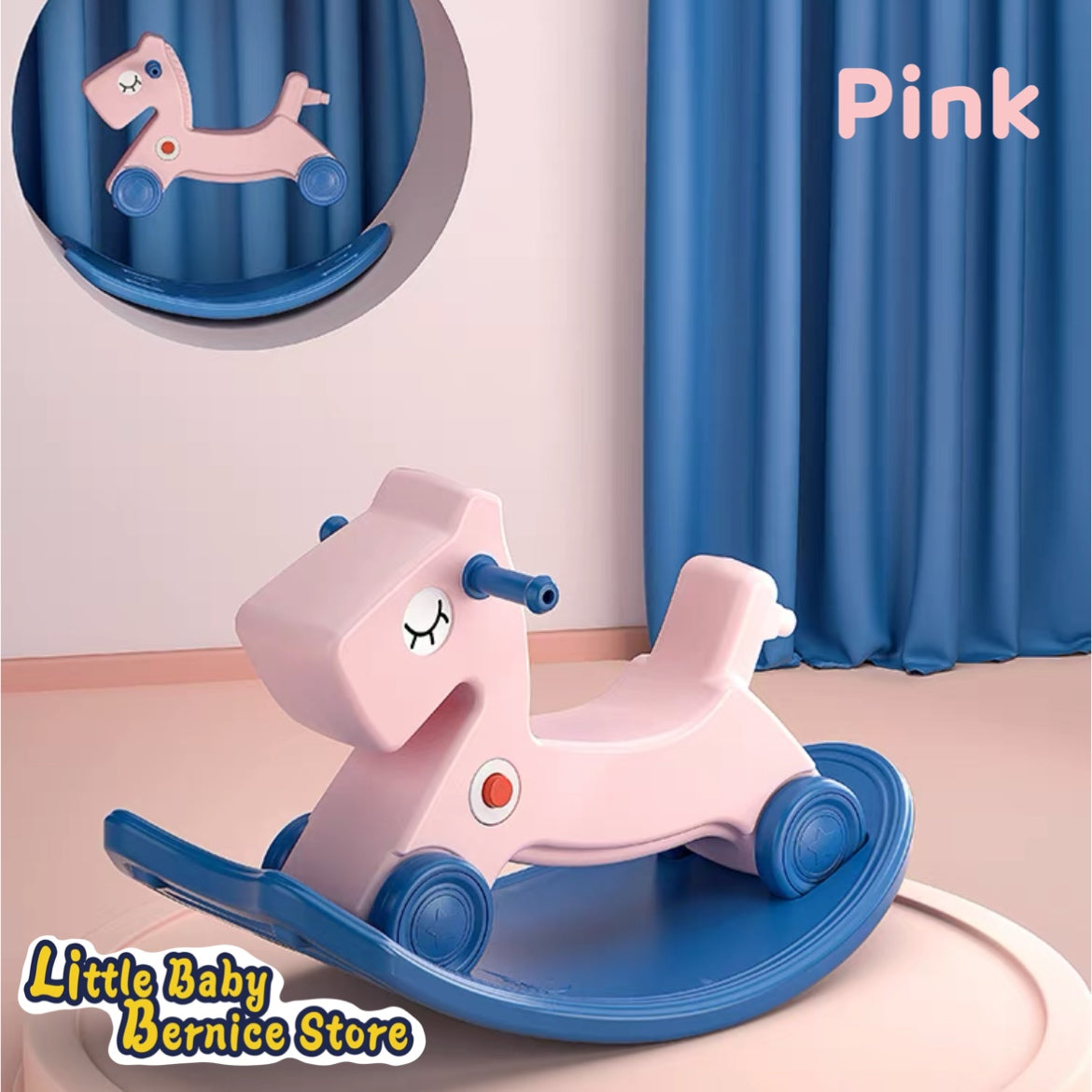 2 in 1 Rocking Horse and Riding Horse with Wheels