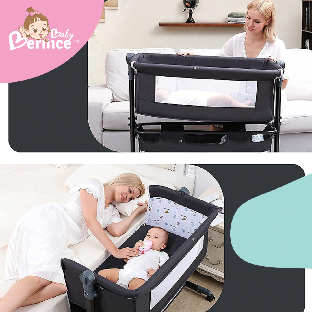 Adjustable Rocking Cot/Side Bed  with wheels  L 90cm W 58-68cm H 80cm Inner cot size L 87cm W 50 cm Depth 32cm