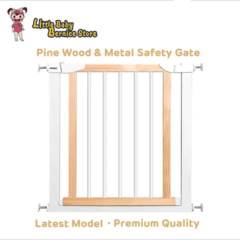 Pine Wood and White Metal Baby Safety Gate / Pets Safety Gate