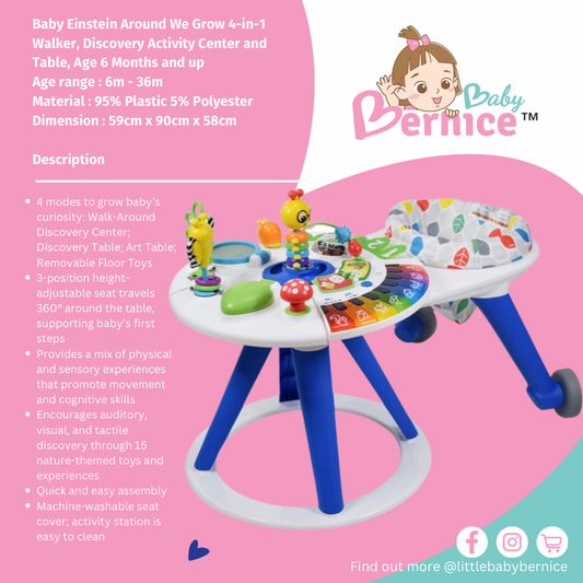 Baby Einstein Around We Grow 4-in-1 Walker, Discovery Activity Center and Table, Age 6 Months and up